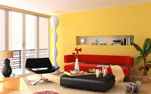 warna cat ruang tamu merah dan kuning